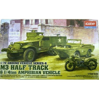 M3 HALF TRACK & 1/4 ton AMPHIBIAN VEHICLE - 1/72 SCALE - ACADEMY